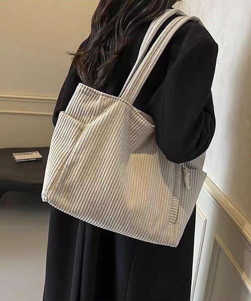 Mignonjour(ミニョンジュール)の「Mignonjour/コーデュロイトートバッグ M2849(トートバッグ・レディース・イエロー/ホワイト/ブラック/カーキ・FREE)」の3枚目の写真