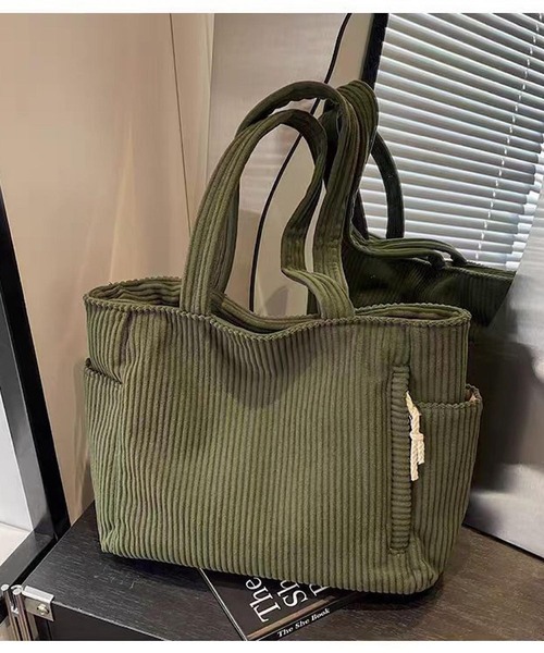 Mignonjour(ミニョンジュール)の「Mignonjour/コーデュロイトートバッグ M2849(トートバッグ・レディース・イエロー/ホワイト/ブラック/カーキ・FREE)」の1枚目の写真