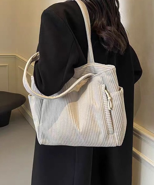 Mignonjour(ミニョンジュール)の「Mignonjour/コーデュロイトートバッグ M2849(トートバッグ・レディース・イエロー/ホワイト/ブラック/カーキ・FREE)」の6枚目の写真