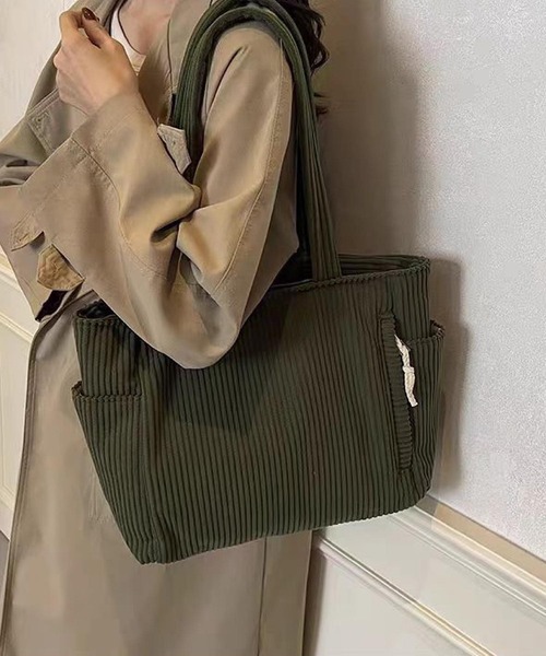 Mignonjour(ミニョンジュール)の「Mignonjour/コーデュロイトートバッグ M2849(トートバッグ・レディース・イエロー/ホワイト/ブラック/カーキ・FREE)」の7枚目の写真