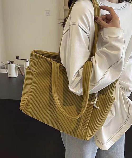 Mignonjour(ミニョンジュール)の「Mignonjour/コーデュロイトートバッグ M2849(トートバッグ・レディース・イエロー/ホワイト/ブラック/カーキ・FREE)」の8枚目の写真
