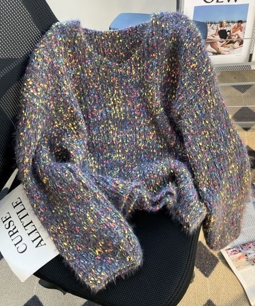 CADBURY（キャドバリー）の「VﾈｯｸMIXｶﾗｰﾆｯﾄ（ニット/セーター・レディース・ブラウン/ホワイト/パープル/ダークブルー・LARGE/MEDIUM/SMALL/X-LARGE）」の3枚目の写真