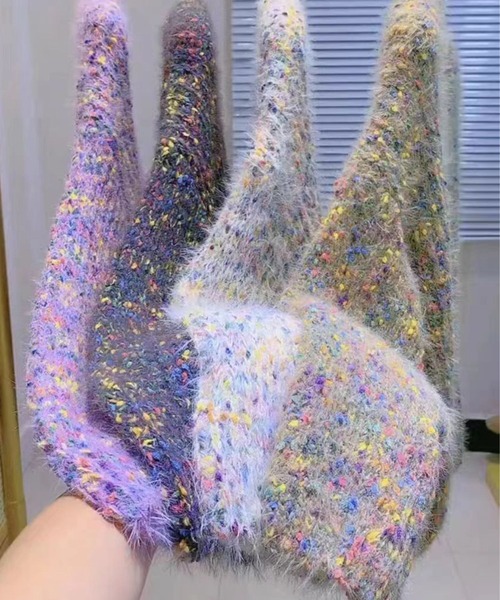 CADBURY（キャドバリー）の「VﾈｯｸMIXｶﾗｰﾆｯﾄ（ニット/セーター・レディース・ブラウン/ホワイト/パープル/ダークブルー・LARGE/MEDIUM/SMALL/X-LARGE）」の5枚目の写真