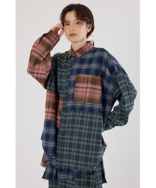 RODEO CROWNS WIDE BOWL(ロデオクラウンズワイドボウル)の「パッチワークチェックシャツ(シャツ/ブラウス・レディース・ブラウン系その他/マルチ/ブラック系その他・FREE)」の3枚目の写真