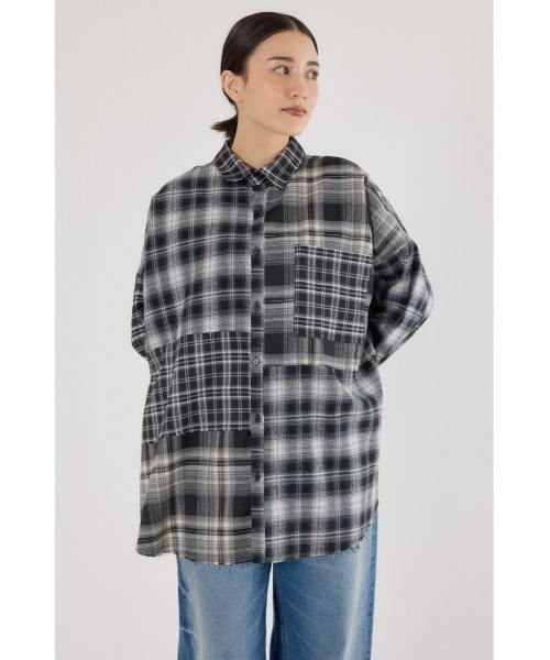 RODEO CROWNS WIDE BOWL(ロデオクラウンズワイドボウル)の「パッチワークチェックシャツ(シャツ/ブラウス・レディース・ブラウン系その他/マルチ/ブラック系その他・FREE)」の9枚目の写真