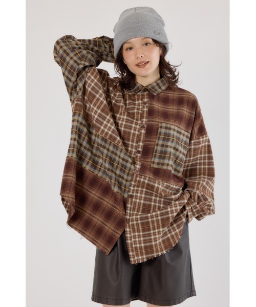 RODEO CROWNS WIDE BOWL(ロデオクラウンズワイドボウル)の「パッチワークチェックシャツ(シャツ/ブラウス・レディース・ブラウン系その他/マルチ/ブラック系その他・FREE)」の14枚目の写真