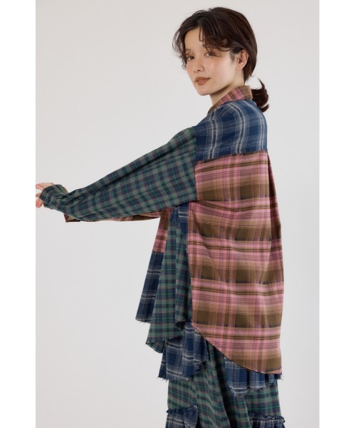 RODEO CROWNS WIDE BOWL(ロデオクラウンズワイドボウル)の「パッチワークチェックシャツ(シャツ/ブラウス・レディース・ブラウン系その他/マルチ/ブラック系その他・FREE)」の5枚目の写真