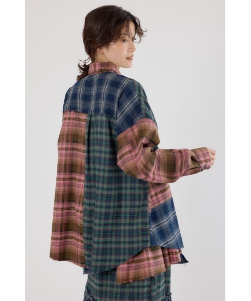 RODEO CROWNS WIDE BOWL(ロデオクラウンズワイドボウル)の「パッチワークチェックシャツ(シャツ/ブラウス・レディース・ブラウン系その他/マルチ/ブラック系その他・FREE)」の6枚目の写真