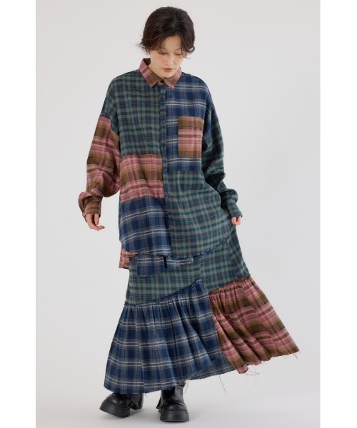 RODEO CROWNS WIDE BOWL(ロデオクラウンズワイドボウル)の「パッチワークチェックシャツ(シャツ/ブラウス・レディース・ブラウン系その他/マルチ/ブラック系その他・FREE)」の7枚目の写真