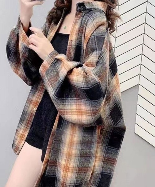 SallyLunn（サリーラン）の「チェックシャツアウター（その他アウター・レディース・レッド/ピンク/ベージュ/ブラック/グレー・L/M）」の6枚目の写真