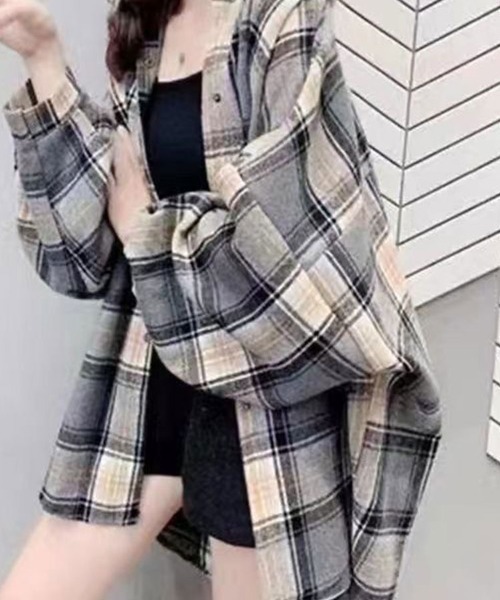 SallyLunn（サリーラン）の「チェックシャツアウター（その他アウター・レディース・レッド/ピンク/ベージュ/ブラック/グレー・L/M）」の7枚目の写真