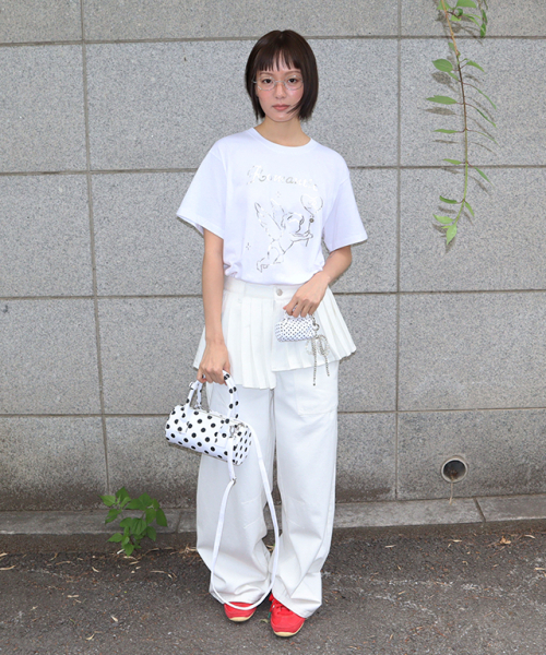 セール】OFF BALANCE PLEAT LAYERED PANTS WHITE（その他パンツ