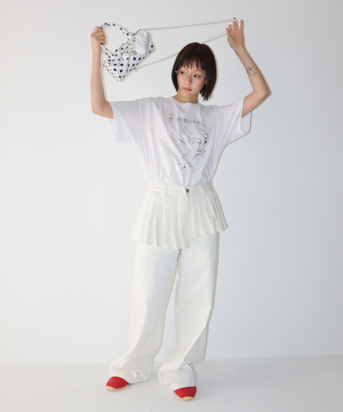パンツ RONRON OFF BALANCE PLEAT LAYERED PANTS セール】OFF BALANCE PLEAT LAYERED PANTS WHITE（その他パンツ