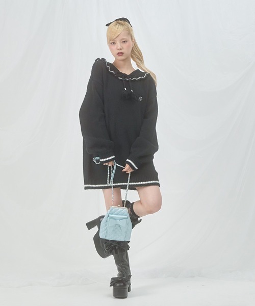 フリルカラーセーラーニット（ワンピース）｜FickleBebe（フィクルベベ