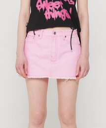 デニムミニスカートパンツ_ピンク