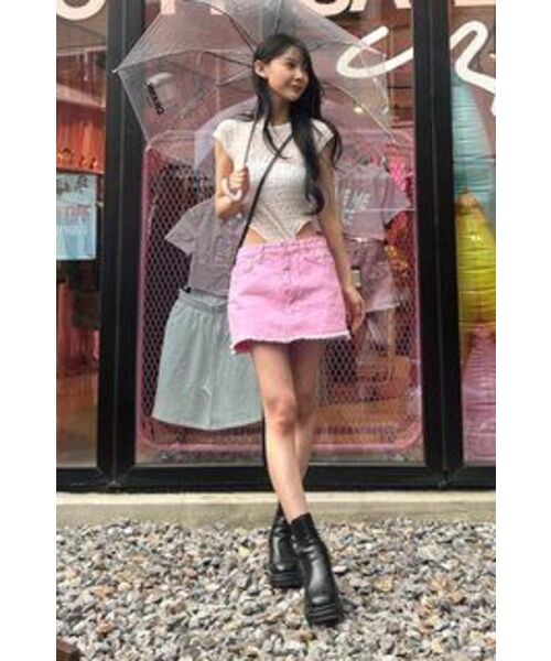 CRANK(クランク)の「デニムミニスカートパンツ_ピンク(スカート・レディース・その他・SMALL/MEDIUM)」の2枚目の写真