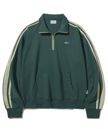 トラックハーフジップスウェットシャツ-ダークグリーン