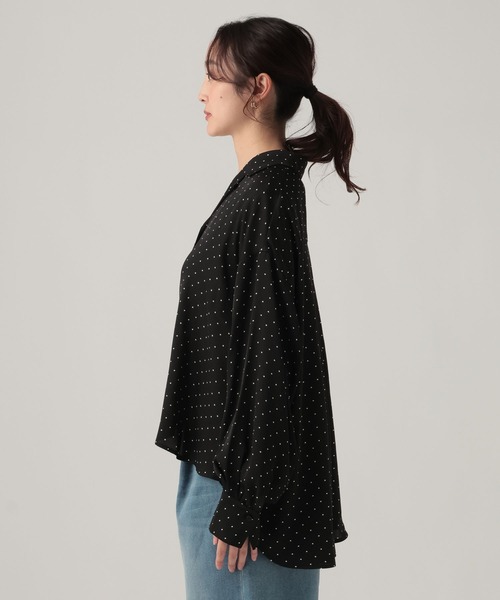 Elura(エルーラ)の「ドットサテン開襟ブラウス/625558(シャツ/ブラウス・レディース・ブラック/ダークブラウン・FREE)」の9枚目の写真