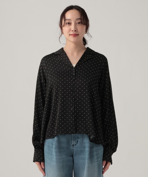 Elura(エルーラ)の「ドットサテン開襟ブラウス/625558(シャツ/ブラウス・レディース・ブラック/ダークブラウン・FREE)」の10枚目の写真