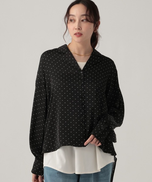 Elura(エルーラ)の「ドットサテン開襟ブラウス/625558(シャツ/ブラウス・レディース・ブラック/ダークブラウン・FREE)」の21枚目の写真