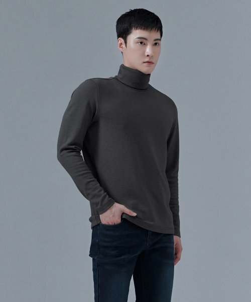 CHASECULT(チェイスカルト)の「共用 起毛 エッセンシャル タートルネック Tシャツ-CFZU5109D0B(Tシャツ/カットソー・メンズ・ライトグレー・100/110/90/95/105)」の3枚目の写真