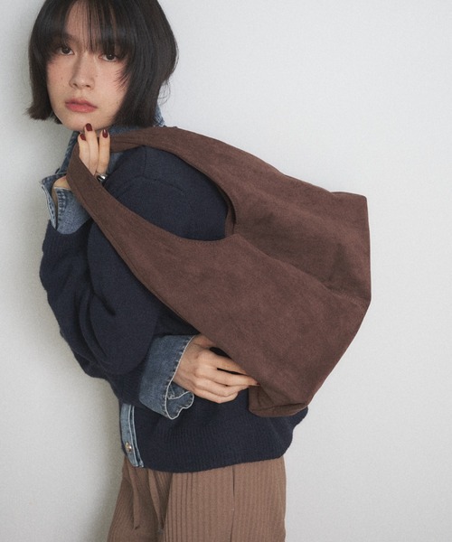 Shelly island（シェリーアイランド）の「エコスウェードショルダーバッグ（ショルダーバッグ・レディース・ブラウン/ブラック・FREE）」の9枚目の写真