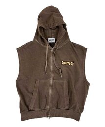 SK8ER ROCK（スケーターロック）の「Pigment Hood Zip-up Vest Stone Brown（ベスト）」