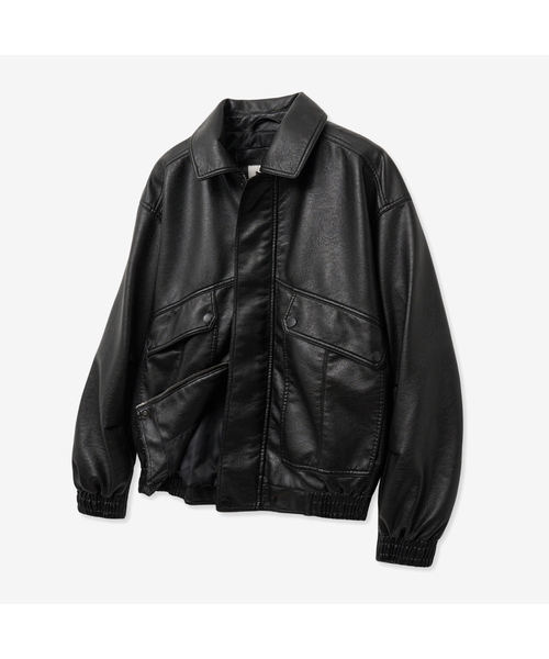 8239 ウォッシュドレザー ボンバージャケット (ブラック)