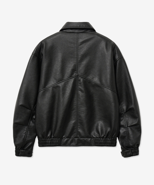 8239 ウォッシュドレザー ボンバージャケット (ブラック)