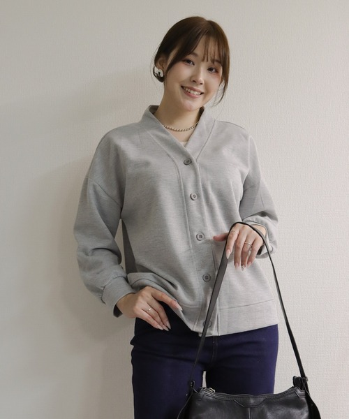 attiree(アティレー)の「前開き Vネックスウェットカーディガン(カーディガン/ボレロ・レディース・グレー/ベージュ/ブラック・FREE)」の12枚目の写真