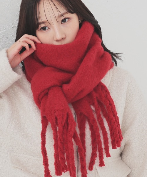 太フリンジマフラー・無地（マフラー）｜Honeys（ハニーズ）の
