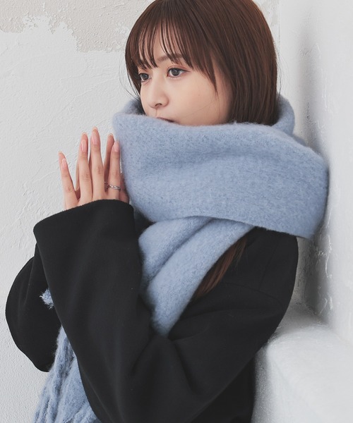 太フリンジマフラー・無地（マフラー）｜Honeys（ハニーズ）の