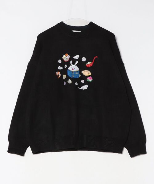チュウカタベタイ(チュウカタベタイ)の「チュウカタベタイ/【LHP別注】サガラ刺繍クルーネックニット(ニット/セーター・レディース・ブラック/ブルー・M/L/XL)」の5枚目の写真
