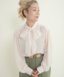 Dot&Stripes CHILD WOMAN | ☆シアードットプリント ボウタイブラウス(シャツ/ブラウス)