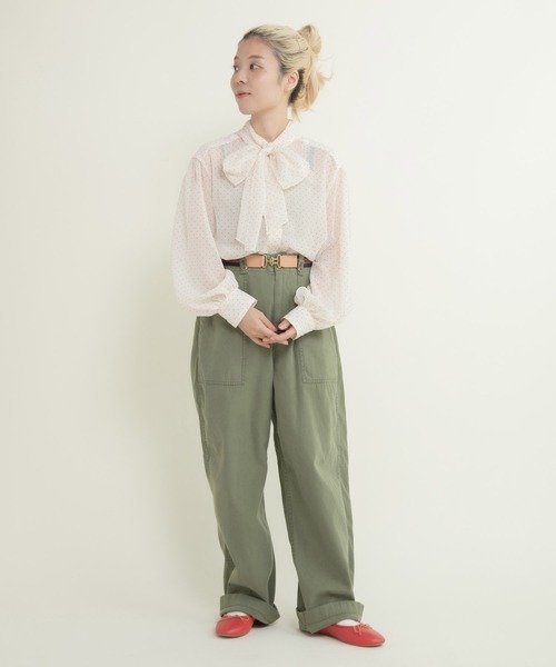 Dot&Stripes CHILD WOMAN(ドットアンドストライプス チャイルドウーマン)の「☆シアードットプリント ボウタイブラウス(シャツ/ブラウス・レディース・アイボリー/ブラック・FREE)」の7枚目の写真