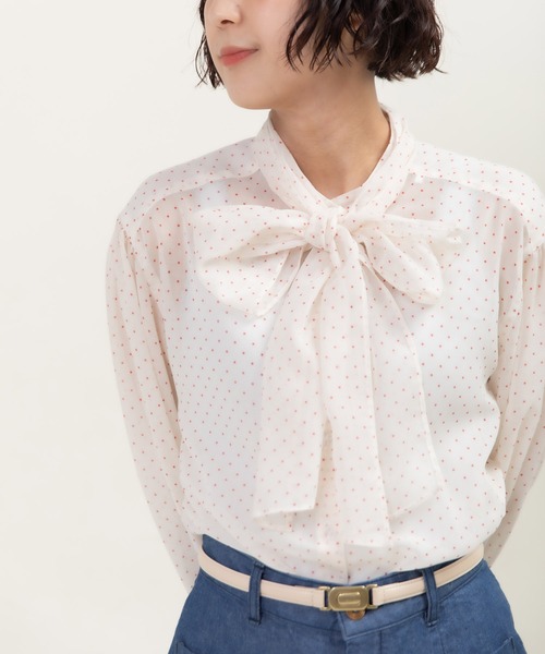 Dot&Stripes CHILD WOMAN(ドットアンドストライプス チャイルドウーマン)の「☆シアードットプリント ボウタイブラウス(シャツ/ブラウス・レディース・アイボリー/ブラック・FREE)」の15枚目の写真