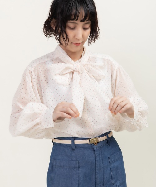 Dot&Stripes CHILD WOMAN(ドットアンドストライプス チャイルドウーマン)の「☆シアードットプリント ボウタイブラウス(シャツ/ブラウス・レディース・アイボリー/ブラック・FREE)」の12枚目の写真