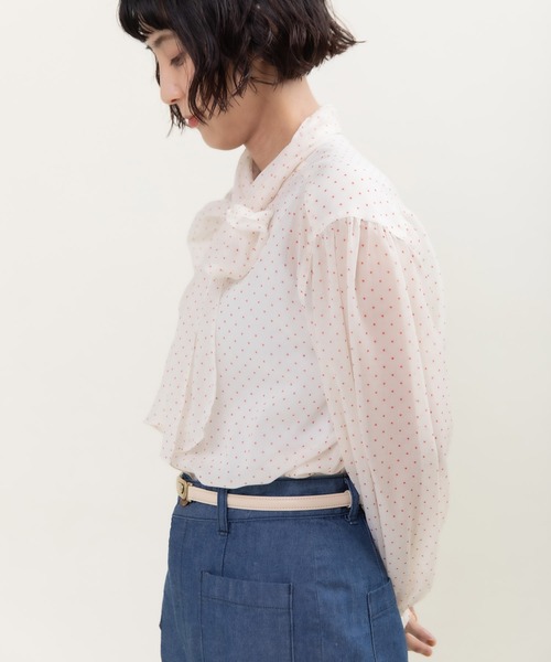 Dot&Stripes CHILD WOMAN(ドットアンドストライプス チャイルドウーマン)の「☆シアードットプリント ボウタイブラウス(シャツ/ブラウス・レディース・アイボリー/ブラック・FREE)」の13枚目の写真