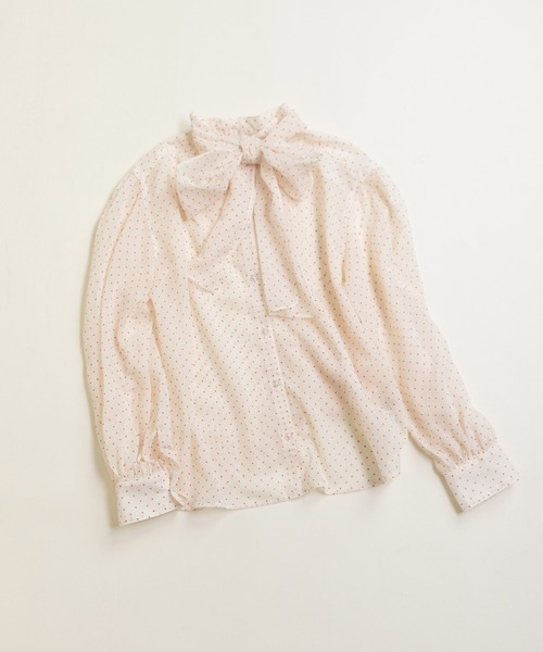 Dot&Stripes CHILD WOMAN(ドットアンドストライプス チャイルドウーマン)の「☆シアードットプリント ボウタイブラウス(シャツ/ブラウス・レディース・アイボリー/ブラック・FREE)」の11枚目の写真