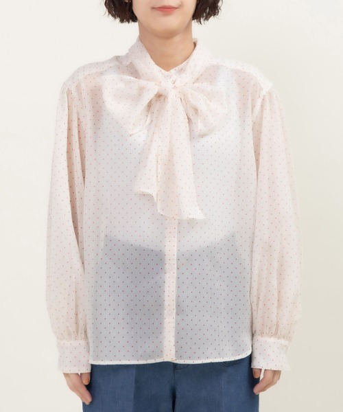 Dot&Stripes CHILD WOMAN(ドットアンドストライプス チャイルドウーマン)の「☆シアードットプリント ボウタイブラウス(シャツ/ブラウス・レディース・アイボリー/ブラック・FREE)」の20枚目の写真