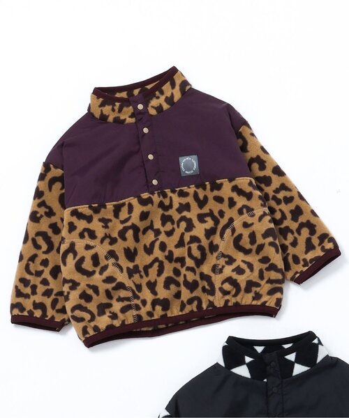 BREEZE（ブリーズ）の「【セットアップ可】総柄フリーススナッププルオーバー_ジュニア対応（スウェット・キッズ・ブラック/ベージュ・90/100/110/120/130/140/150）」の2枚目の写真