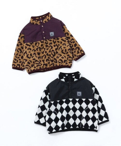 BREEZE（ブリーズ）の「【セットアップ可】総柄フリーススナッププルオーバー_ジュニア対応（スウェット・キッズ・ブラック/ベージュ・90/100/110/120/130/140/150）」の9枚目の写真