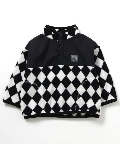 BREEZE（ブリーズ）の「【セットアップ可】総柄フリーススナッププルオーバー_ジュニア対応（スウェット・キッズ・ブラック/ベージュ・90/100/110/120/130/140/150）」の3枚目の写真