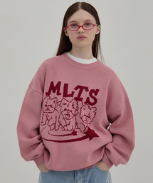 MLTSライングラフィックニットピンク
