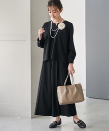 ikka | 【フォーマル対応/2点セット】GOKU楽 長袖フレアセット【洗濯機で洗える】(パンツドレス)