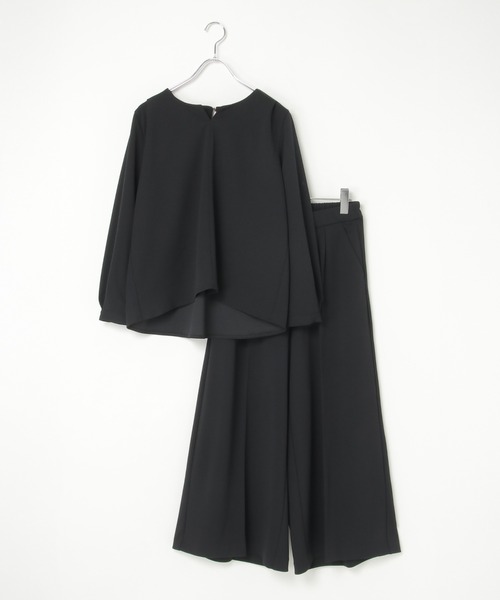 ikka（イッカ）の「【フォーマル対応／2点セット】GOKU楽 長袖フレアセット【洗濯機で洗える】（パンツドレス・レディース・ブラック/ネイビー・M/L/S/XL）」の4枚目の写真