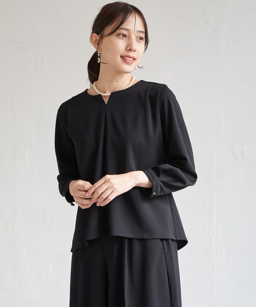 ikka（イッカ）の「【フォーマル対応／2点セット】GOKU楽 長袖フレアセット【洗濯機で洗える】（パンツドレス・レディース・ブラック/ネイビー・M/L/S/XL）」の20枚目の写真