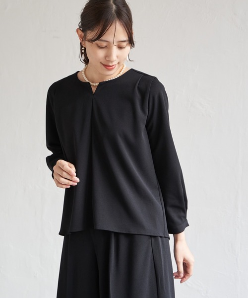 ikka（イッカ）の「【フォーマル対応／2点セット】GOKU楽 長袖フレアセット【洗濯機で洗える】（パンツドレス・レディース・ブラック/ネイビー・M/L/S/XL）」の21枚目の写真