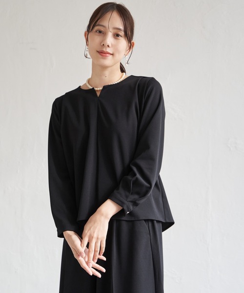 ikka（イッカ）の「【フォーマル対応／2点セット】GOKU楽 長袖フレアセット【洗濯機で洗える】（パンツドレス・レディース・ブラック/ネイビー・M/L/S/XL）」の22枚目の写真