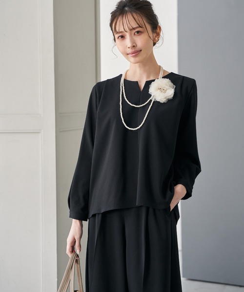 ikka（イッカ）の「【フォーマル対応／2点セット】GOKU楽 長袖フレアセット【洗濯機で洗える】（パンツドレス・レディース・ブラック/ネイビー・M/L/S/XL）」の6枚目の写真